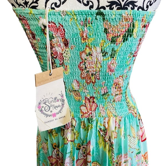 Sunday Mi Amor Floral Sleeveless Sundress Sz-Medium - Picture 3 of 3